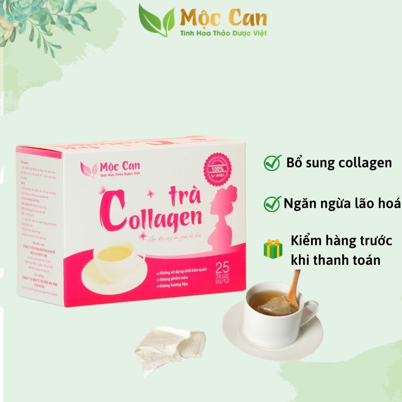 Trà Collagen Mộc Can 1 hộp 25 túi lọc bổ sung collagen dưỡng trắng da ngăn ngừa lão hoá da