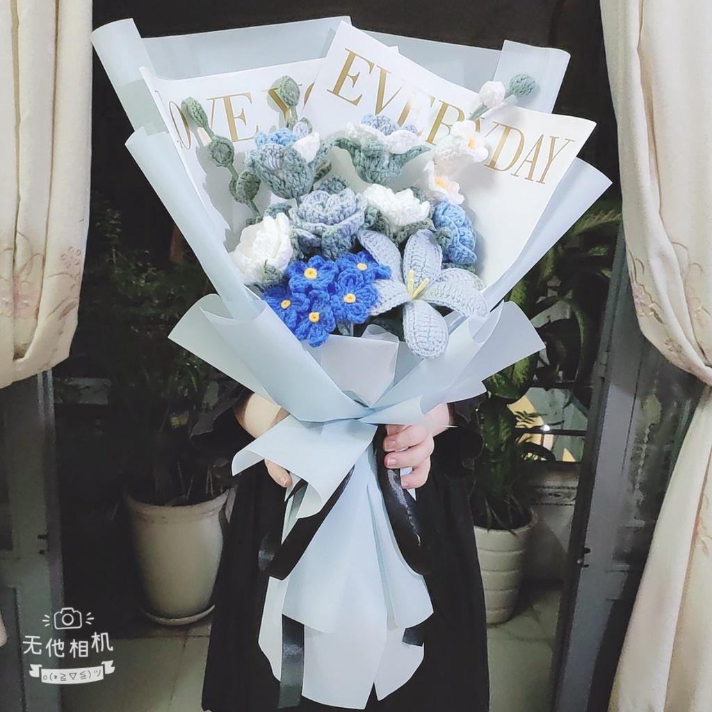 Bó hoa len size lớn thủ công handmade Quà tặng dịp sinh nhật, kỷ niệm, valentine...