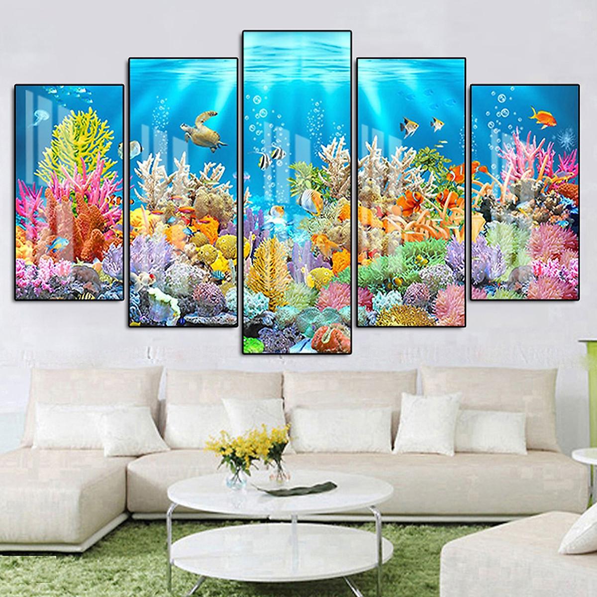 Tranh Tráng Gương Treo Tường Hiện Đại _ Tranh Bộ 5 Đại Dương Tuyệt Đẹp