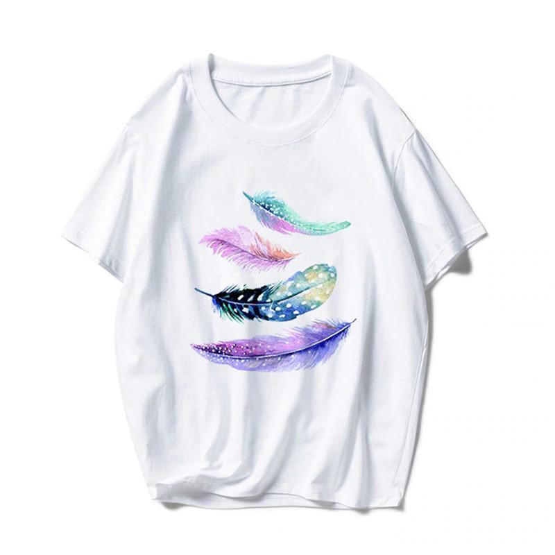 Áo Thun So Young In Hình Lông Vũ Cách Điệu