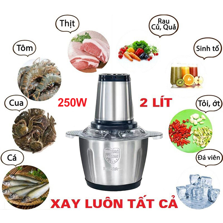 Máy Xay Thực Phẩm Đa Năng 250W Cối INOX 304, Dung Tích 2.0L