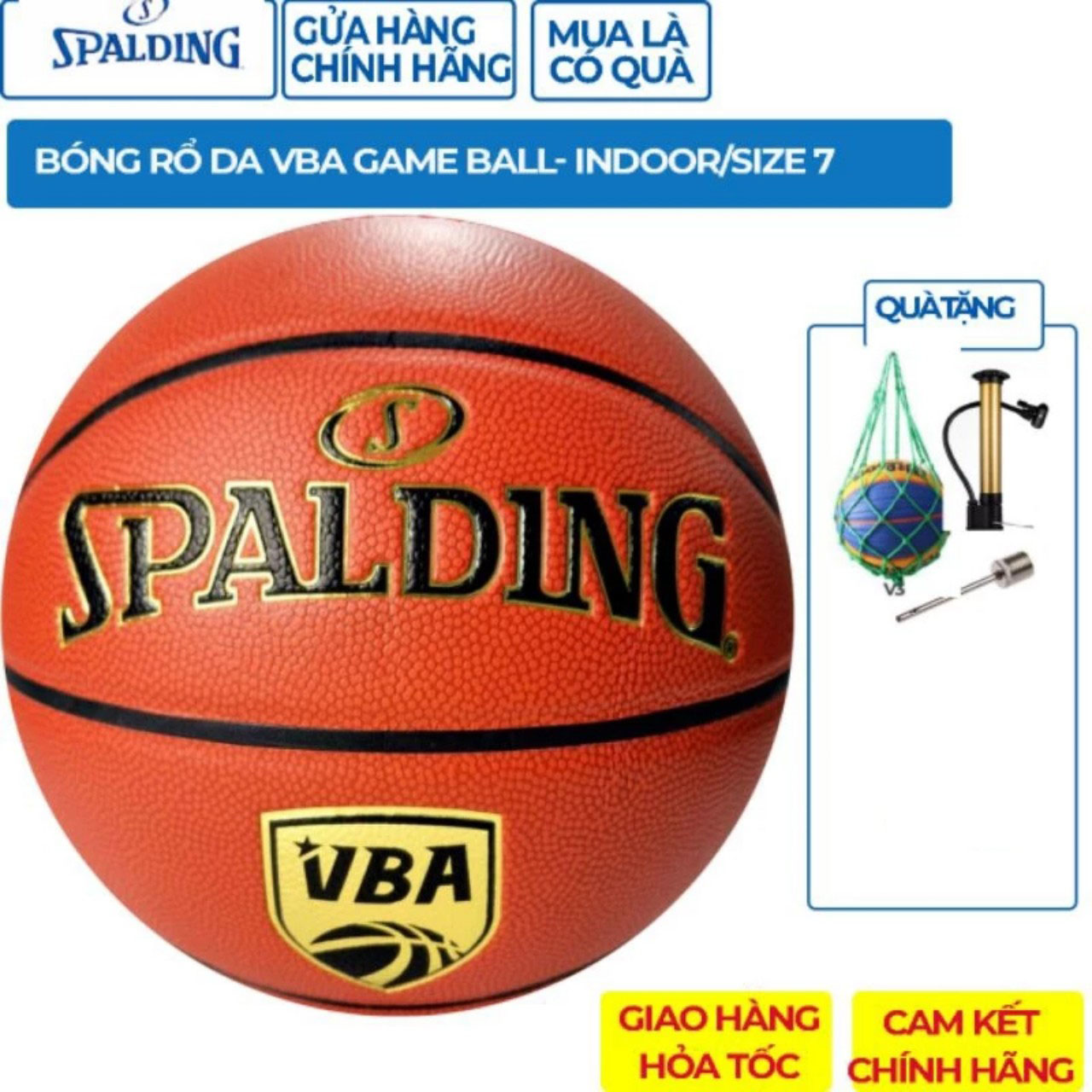 Quả bóng rổ Da Spalding VBA Official Game Ball chuyên Indoor size 7- Bóng rổ thi đấu chuyên nghiệp