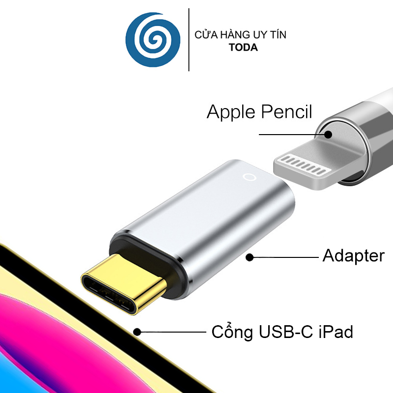 Adapter chuyển đổi sạc USB C cho bút Apple Pencil 1 - Hàng Chính Hãng