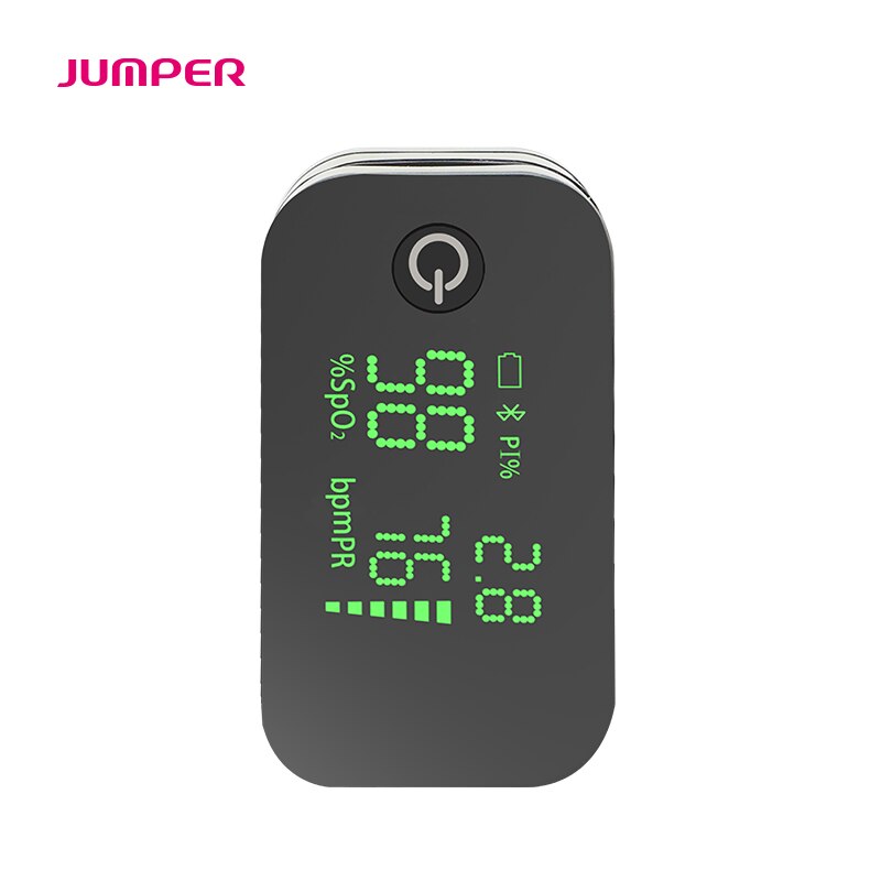 Máy đo nồng độ oxy máu SpO2, PR, PI Jumper JPD-500G (FDA Hoa Kỳ + xuất USA), Kết nối Bluetooth APP mobile, màn hình LED - Phiên bản màu Đen