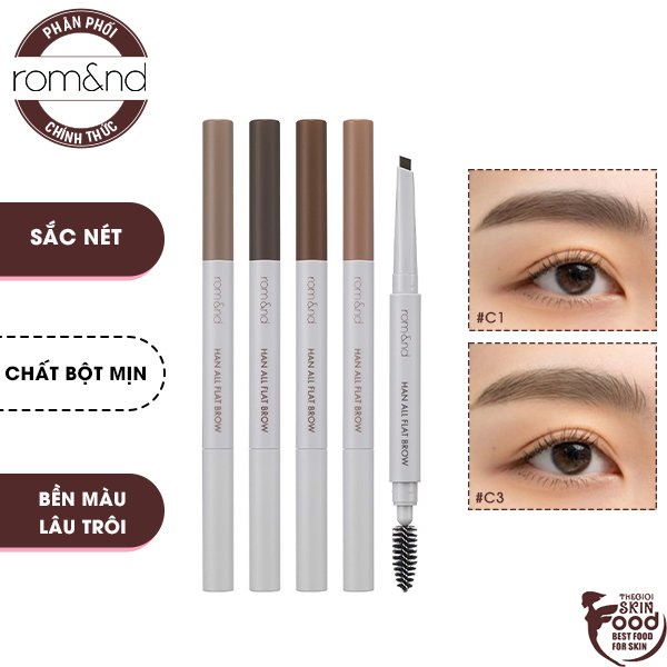 [Han All Line] Chì Kẻ Mày Ngang Cho Chân Mày Sắc Nét, Lâu Trôi Romand Han All Flat Brow 0.17g