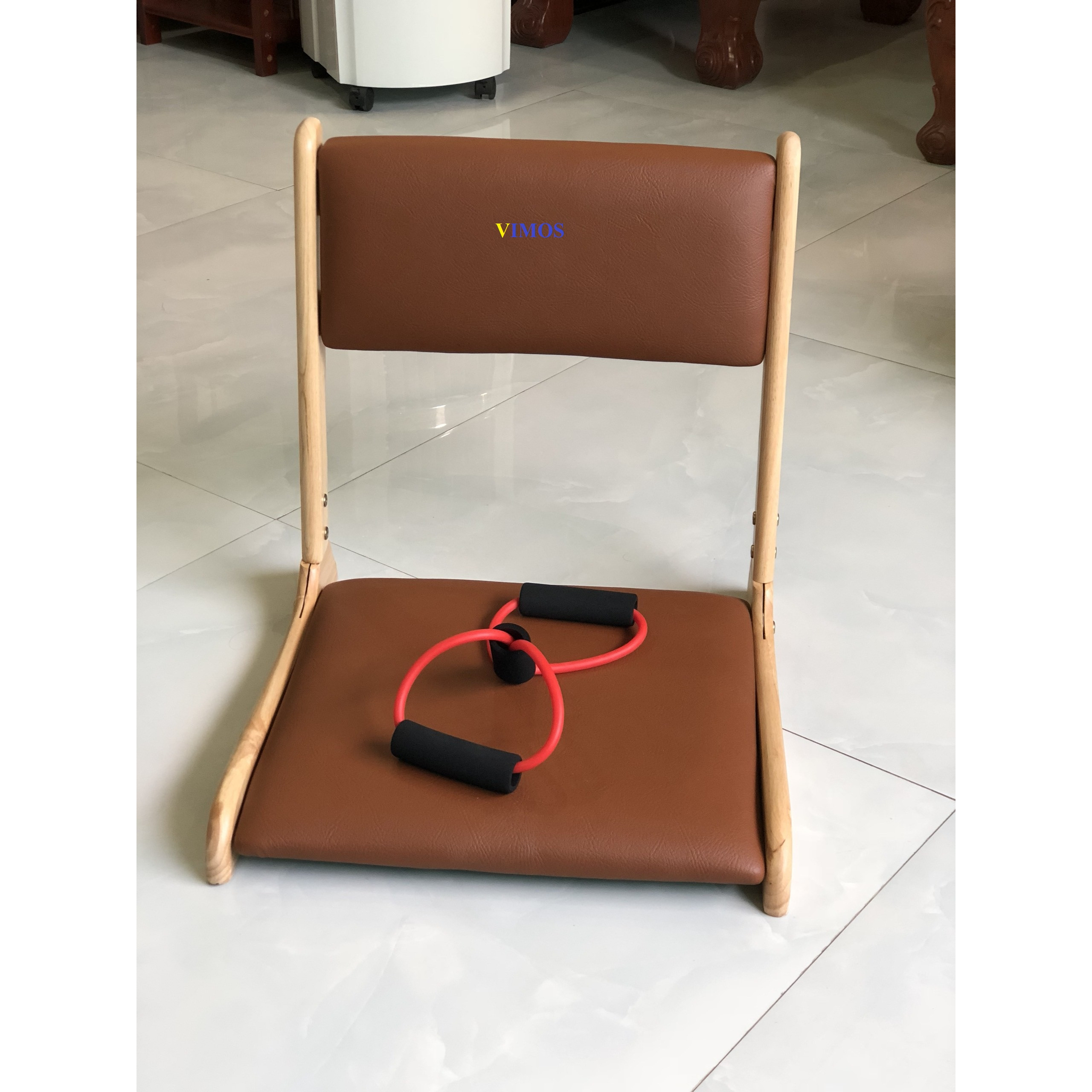 Ghế bệt tựa lưng, ghế lười bằng gỗ VIMOS -Tặng kèm dây kéo tập thể dục( màu ngẫu nhiên)