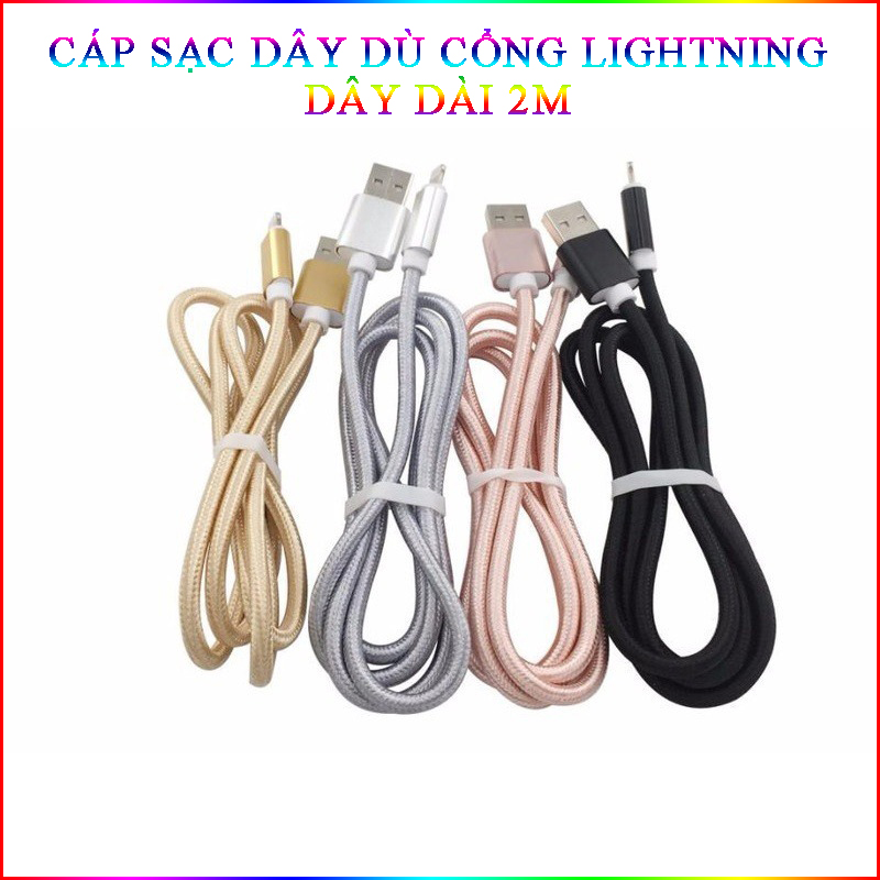 Cáp Sạc Dây Dù 2M Cổng LN Cho IP Cực Chắc Siêu Bền