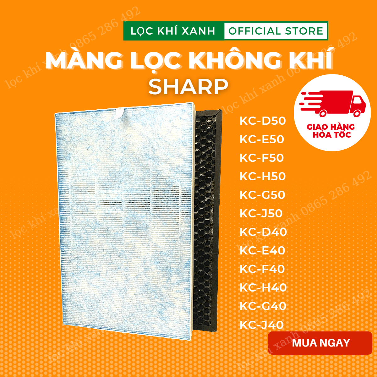 Màng lọc hepa Sharp KC50, D50, E50, F50, H50, G50, J50, D40, E40, F40, H40, G40 .Màng lọc không khí, màng carbon giá rẻ. Hàng nhập khẩu