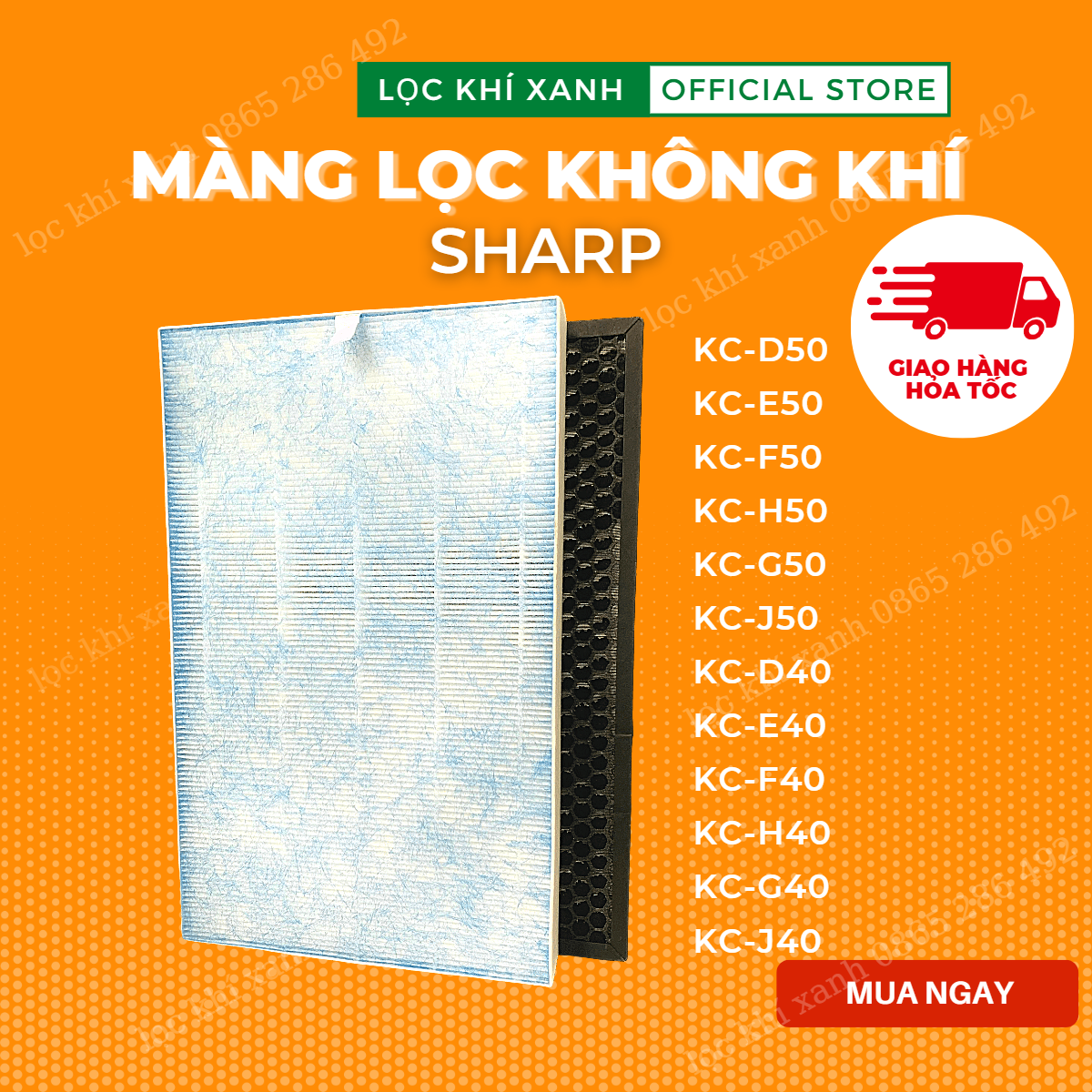 Màng lọc hepa Sharp KC50, D50, E50, F50, H50, G50, J50, D40, E40, F40, H40, G40 .Màng lọc không khí, màng carbon giá rẻ. Hàng nhập khẩu – Màng lọc hepa