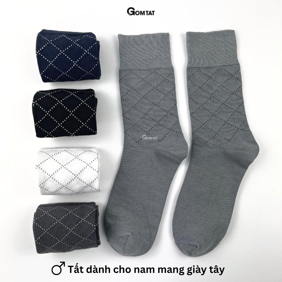 Hộp 5 đôi tất vớ đi giày tây nam công sở cổ cao, họa tiết sọc chéo, chất liệu cotton cao cấp - GOM-TAYCHEO-CB5