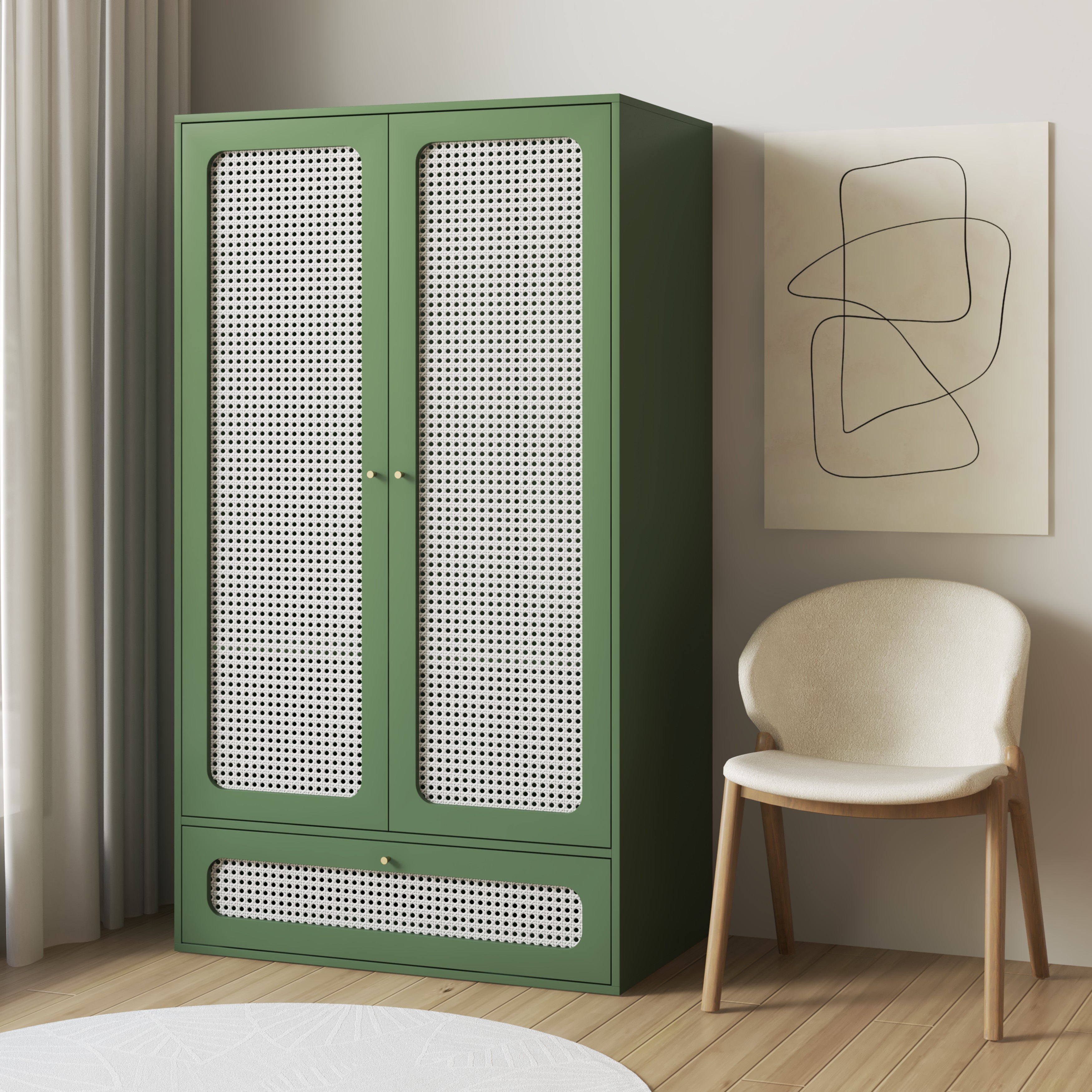 [Happy Home Furniture] MEYDAN, Tủ quần áo cánh mây , 100cm x 58cm x 176cm ( DxRxC), TCM_051