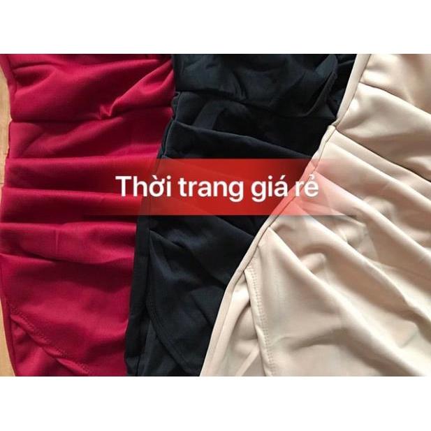 TBL-Ảnh thật Đầm xoắn bèo ngực dự tiệc body xẻ tà ôm sát nách có mút ngực