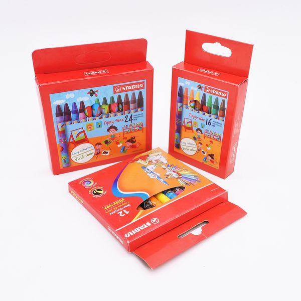 Bộ 3 Hộp bút chì màu STABILO Wax Crayons 12 cây + 16 cây + 24 cây (WX28-C3)