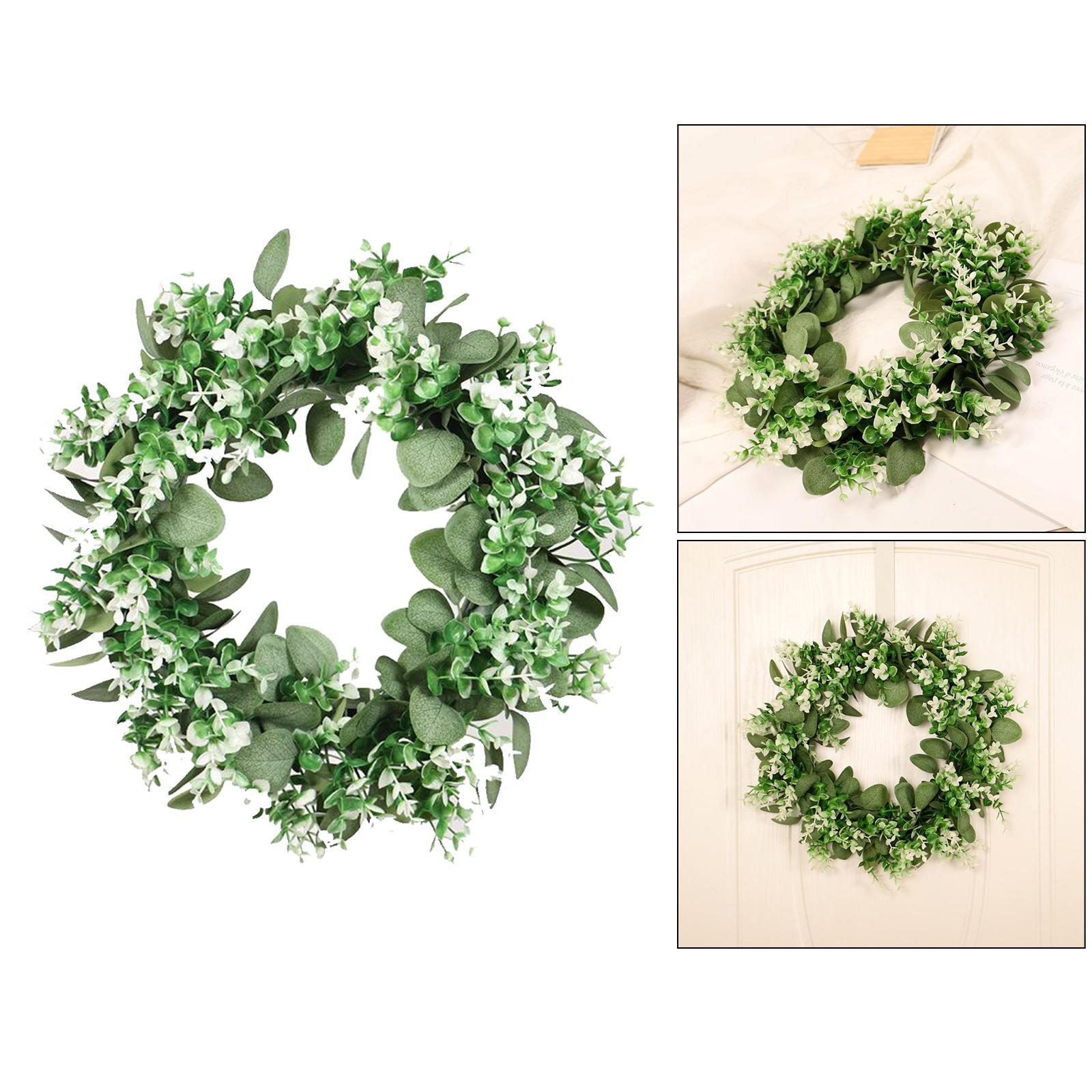 Artificial Plants Wreath Green Leaves Wreath Front Door Style 1