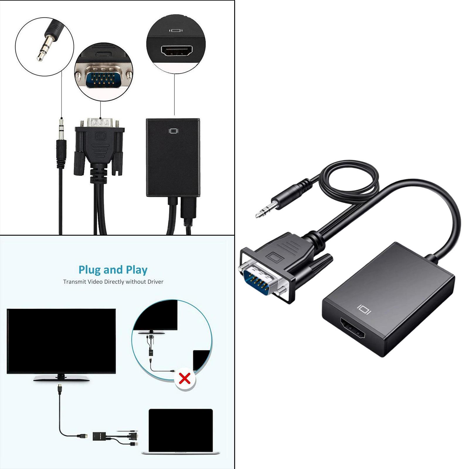 1080P VGA to HDMI Converter VGA to HDMI for Computer Desktop PC Smartphones
