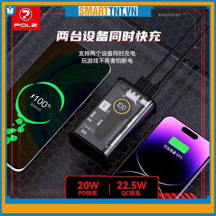 Sạc dự phòng POL.Z P8 10.000mah sạc nhanh 20W màn hình led hiển thị phần trăm pin