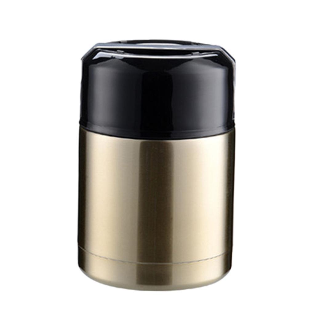 Stainless Steel Food Jar Wide Mouth for Hot Food Lunch Box Lid Golden 800ml