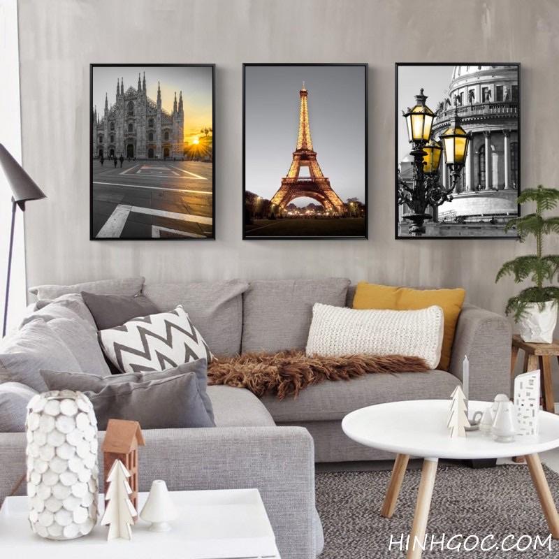 Bộ 3 Tranh Treo Tường Tráng Gương IN UV 3D MIKA Cao Cấp Bóng Đẹp Độ Bền Cao
