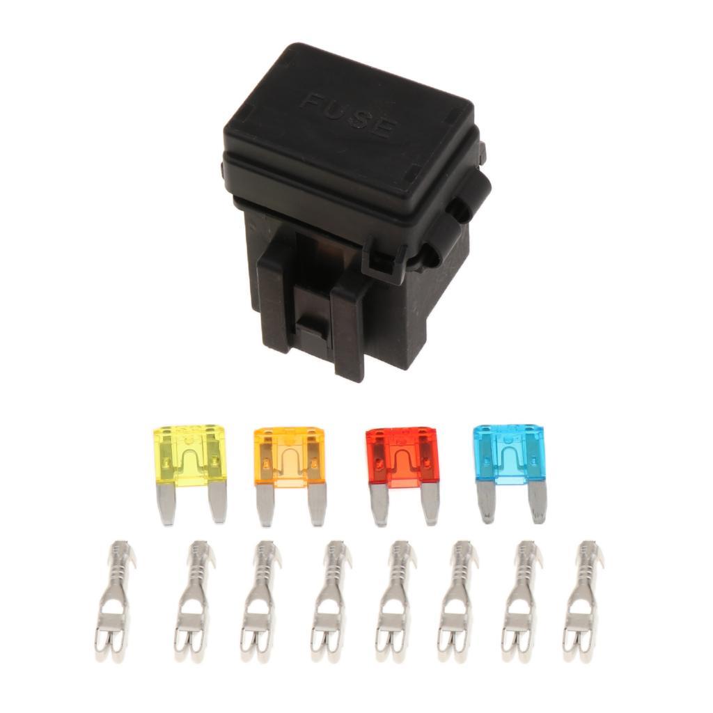 Automotive Marine RV Boat Fuse Relay Holder 4-Slot Relay Box 1 Relay 4 Fuses