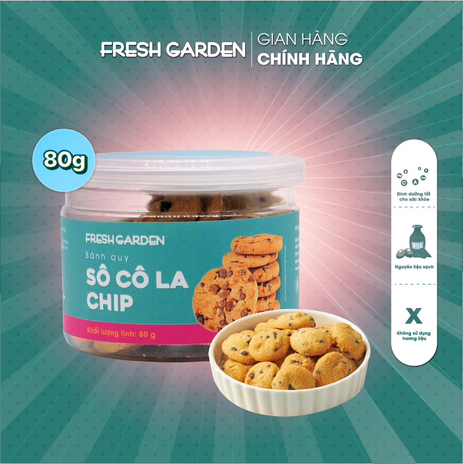 Bánh Quy Soclola Chip FRESH GARDEN Thơm Ngon Giòn Tan Nhiều Dinh Dưỡng Hộp 80g