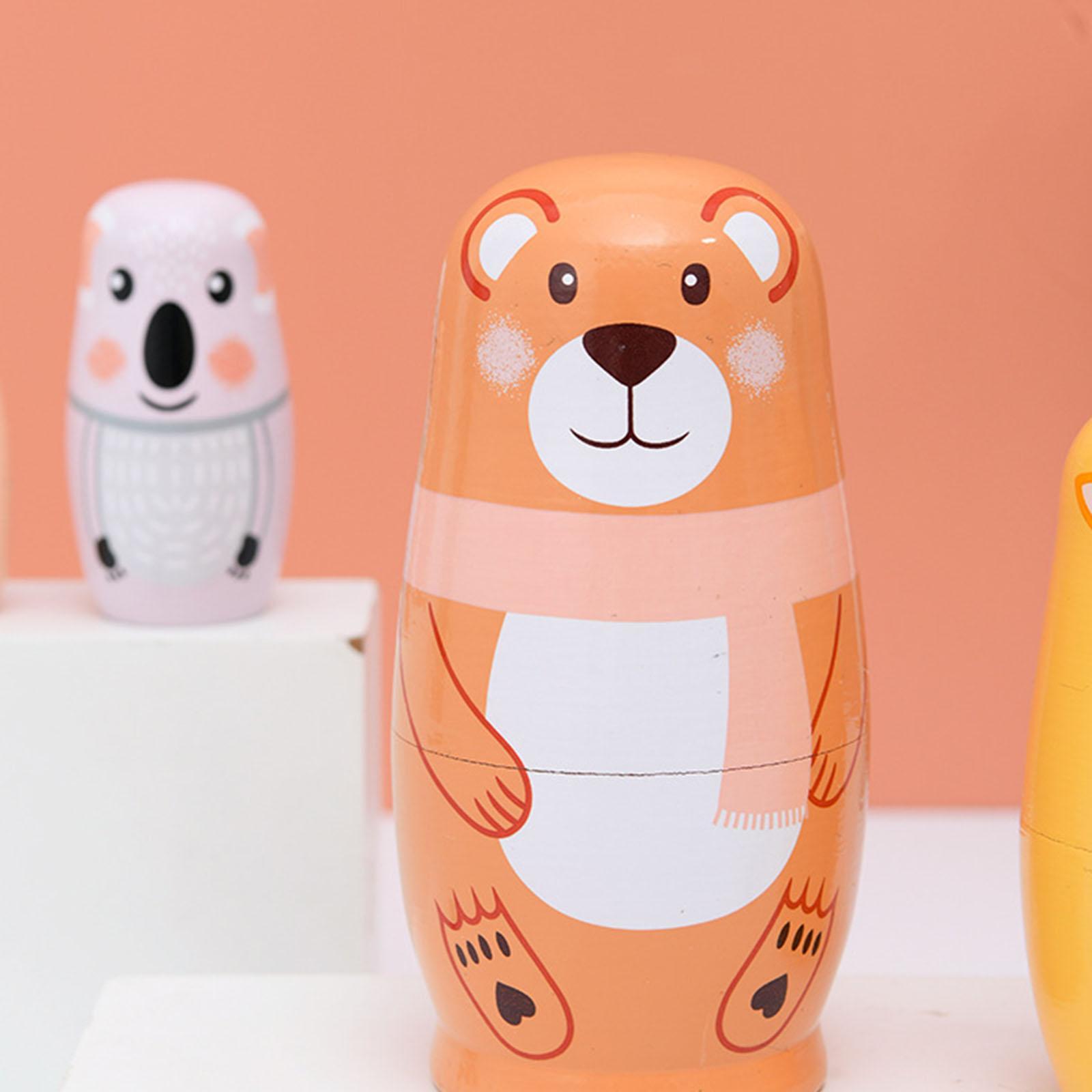 5Pcs Russian Nesting Doll Wooden Nesting Doll Handmade for Home Tabletop
