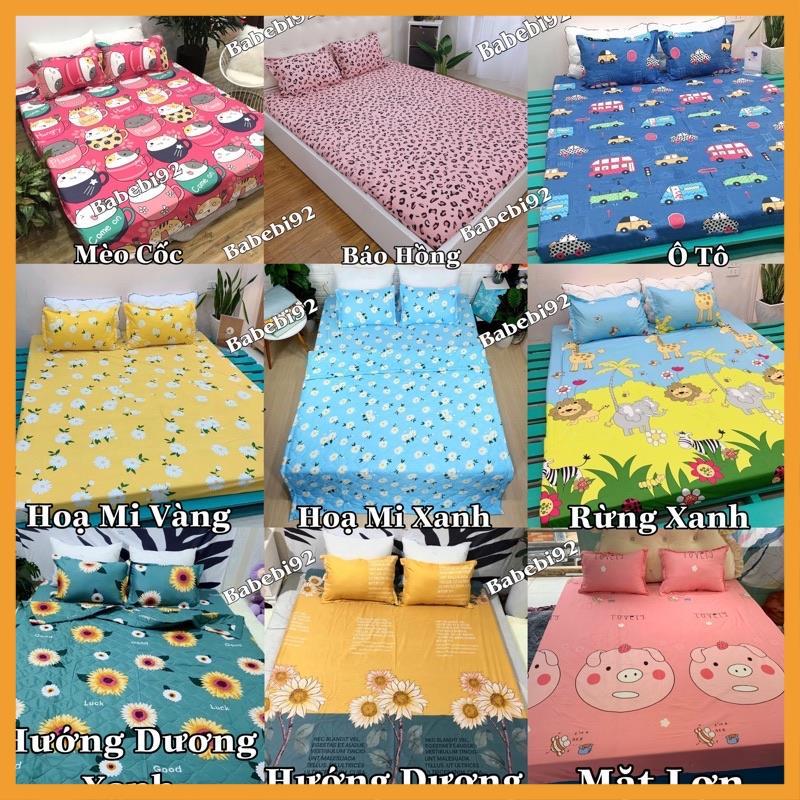 Hàng Auth- Ga chun bọc đệm poly cotton m6/m8 kèm 2 vỏ gối đa dạng mẫu mã (được chọn mẫu