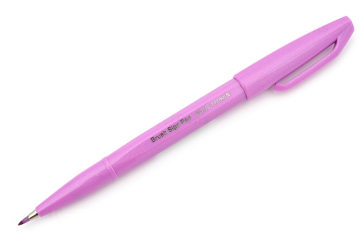 Bút lông viết chữ calligraphy Pentel Fude Touch Brush Sign Pen - Màu hồng tím (Pink Purple)