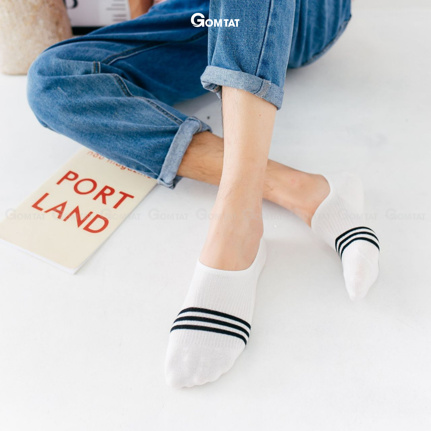Vớ Lười Nam Mẫu 3 Sọc Ngang, Tất nam đi Giày Lười cotton có đệm cao su chống tuột FIVE-LUOI-SOCNGANG