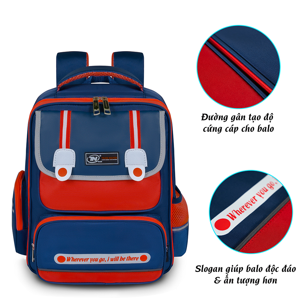 Balo Học Sinh TNBags Smart Red TN.B 3110 chất liệu Polyester chống thấm nước cao cấp