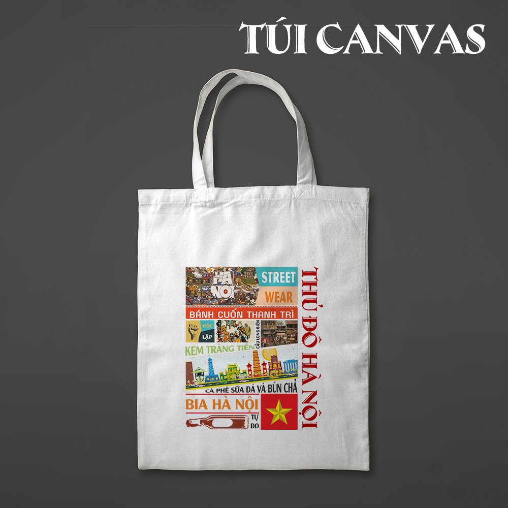 Túi Xách Canvas Sức Chứa Lớn - IN HÌNH THỦ ĐÔ HÀ NỘI - Thời Trang Tổi Giản Trong Bộ Sưu Tập Các Tỉnh Thành Việt Nam