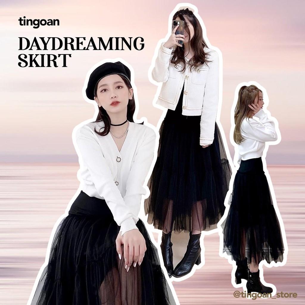 Chân váy dài 3 tầng phối lưới đen tingoan DAYDREAMING SWEETIE SKIRT/BL