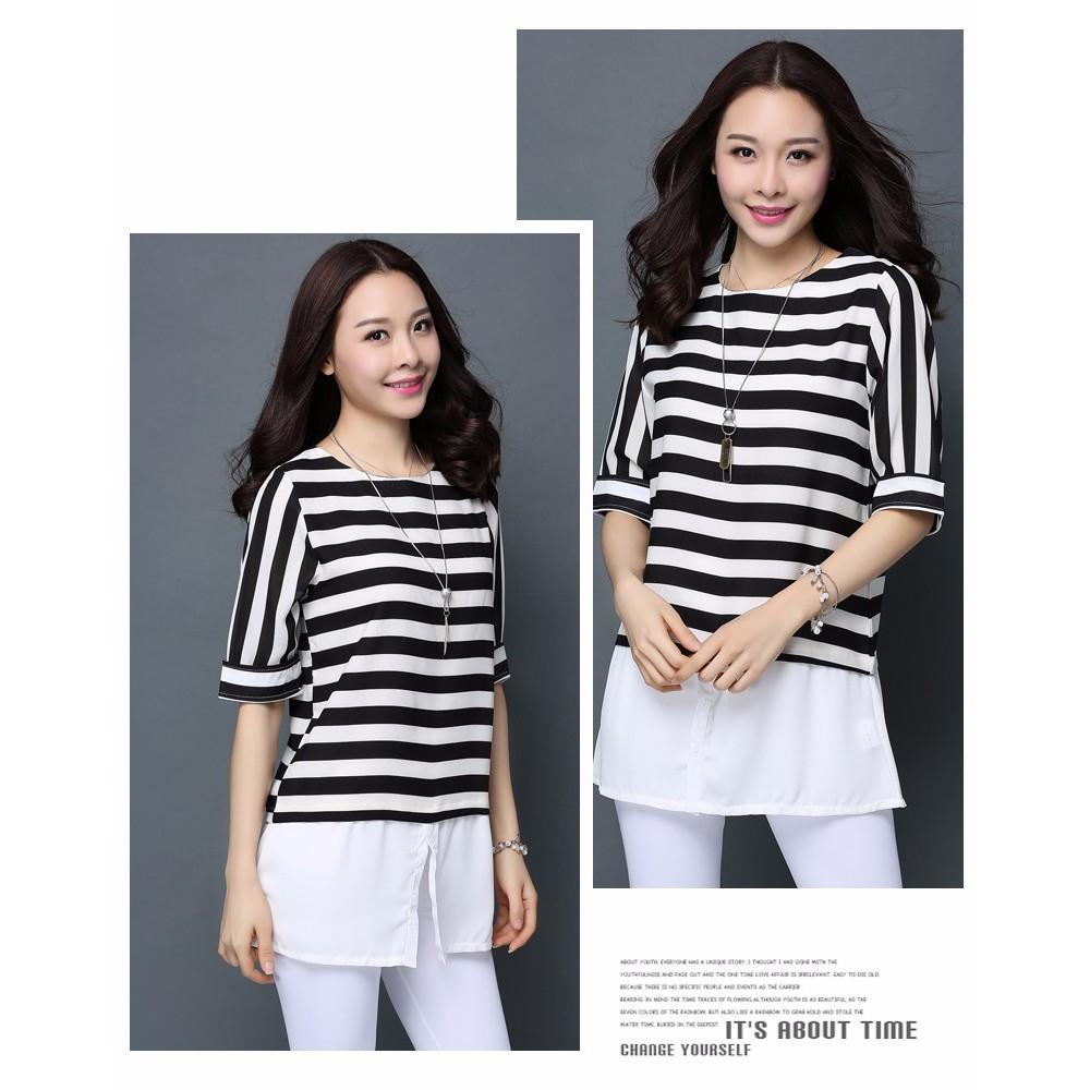 TK184N-ÁO SỌC TAY LỠ FORM DÀI S-6XL