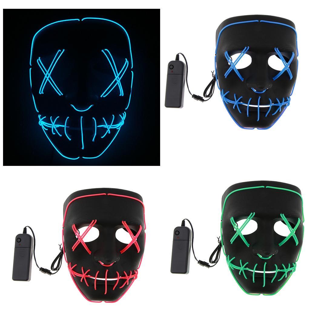 LED Mask Frightening Light Wire Face for Halloween Cosplay Festival Parties