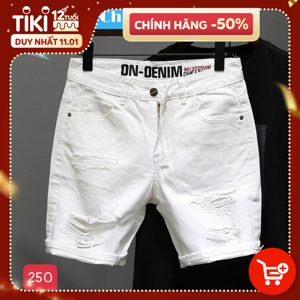 Quần Short Jean Nam co dãn kiểu dáng trẻ trung đơn giản Thương Hiệu Chandi, quần sọt mẫu mới xu hướng QSJN250