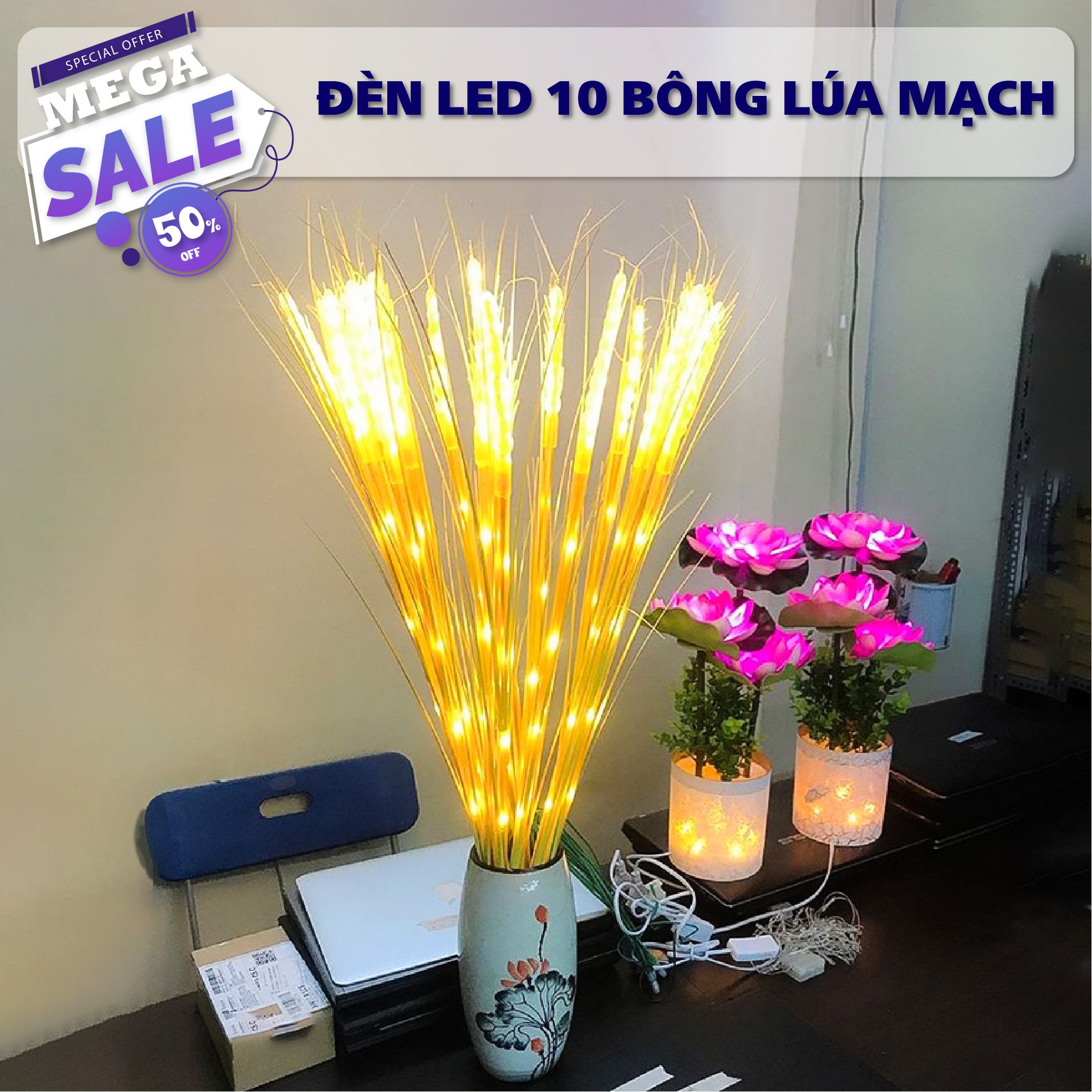 Bộ 10 Bông Lúa Mạch - Đèn LED Bông Lúa Trang Trí Cực Đẹp Giá Rẻ