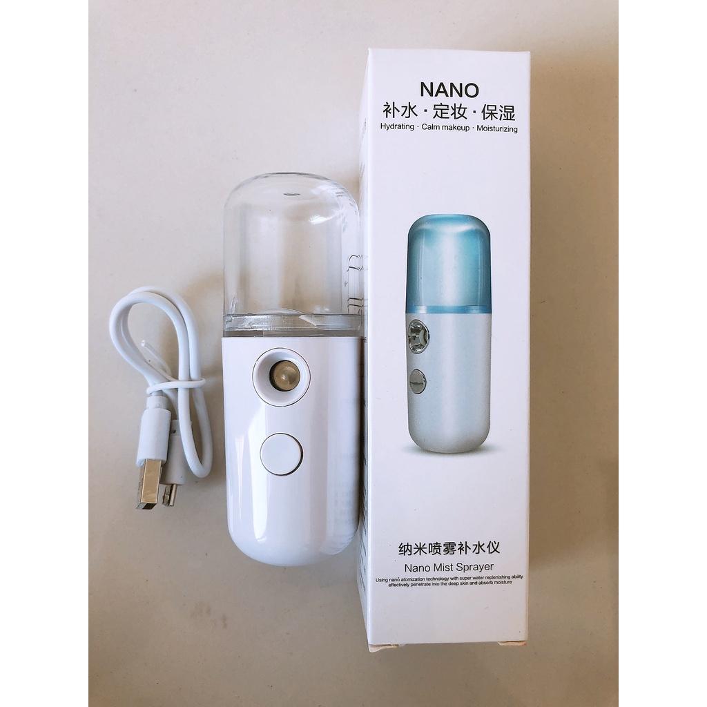 Máy Phun Sương Xông Hơi Mặt NaNo Mini Cầm Tay Hỗ Trợ Dưỡng Da tối đa, xịt khoáng cho da mặt trẻ đẹp