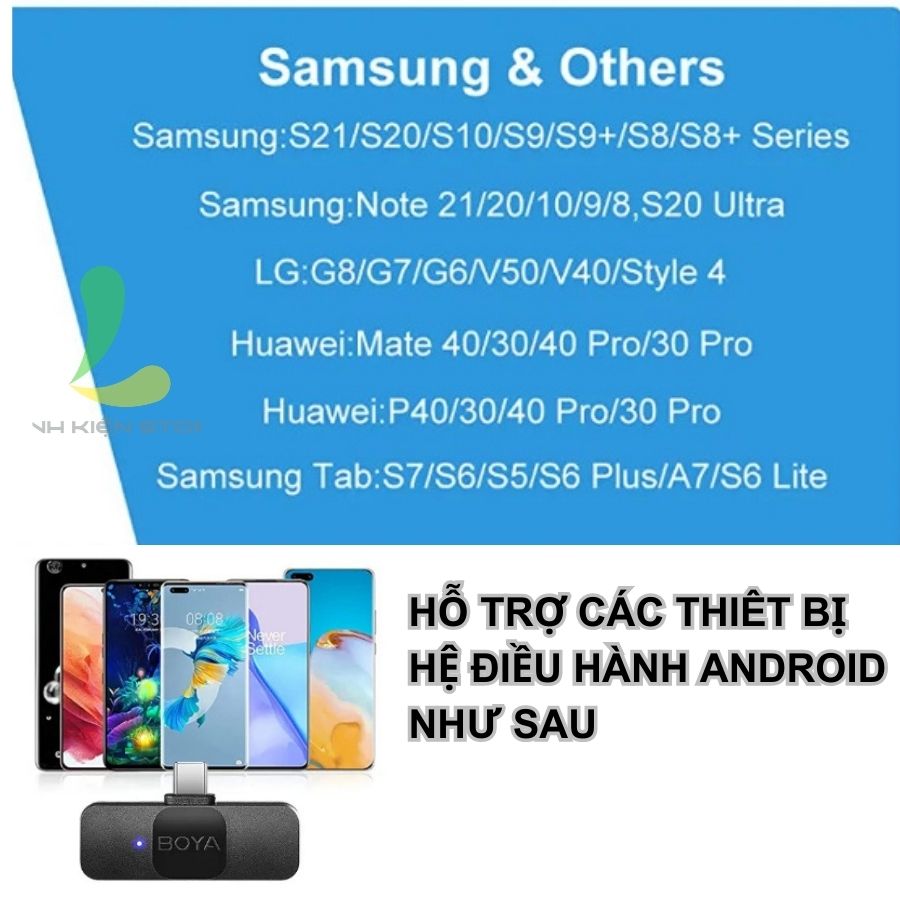 Micro thu âm không dây Boya BY-V10 - Micro cài áo nhỏ gọn sử dụng cho hệ điều hành Android khả năng chống ồn hiệu quả - Hàng chính hãng