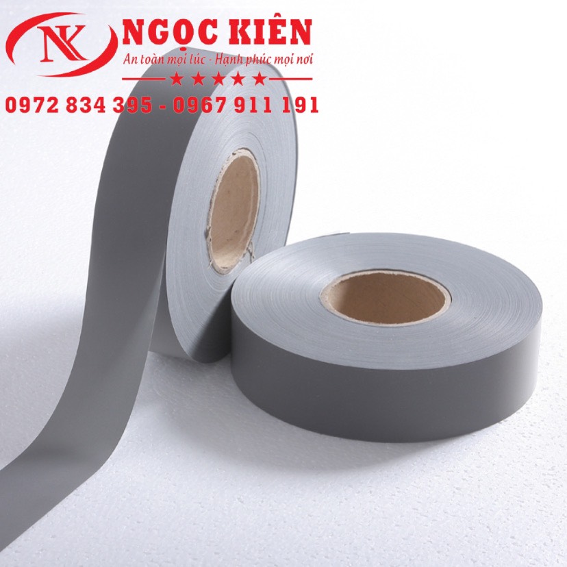Cuộn dây phản quang vải poly màu xám bản 5cm*100m