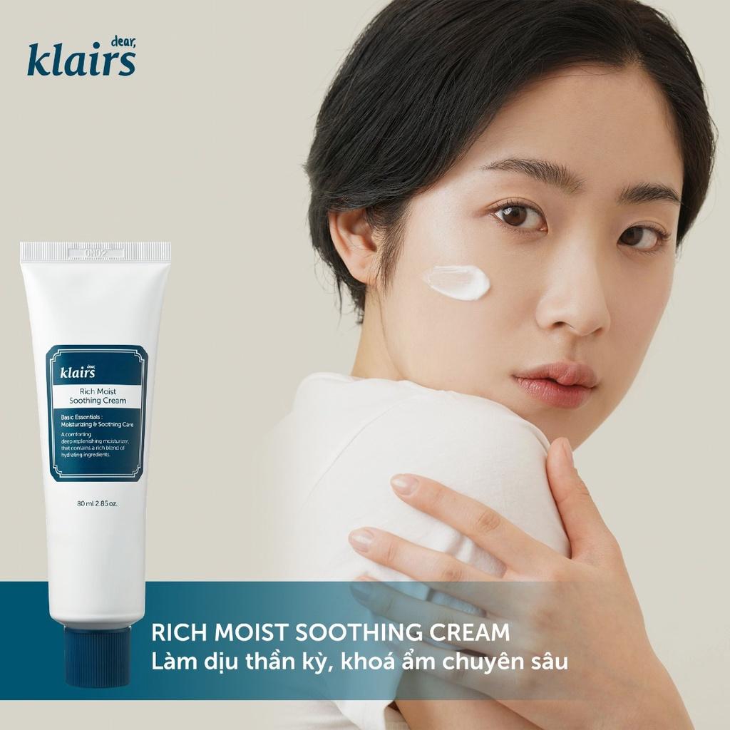 Kem dưỡng cấp nước và cấp ẩm cho da Dear Klairs Rich Moist Soothing Cream Hàn Quốc 80ml