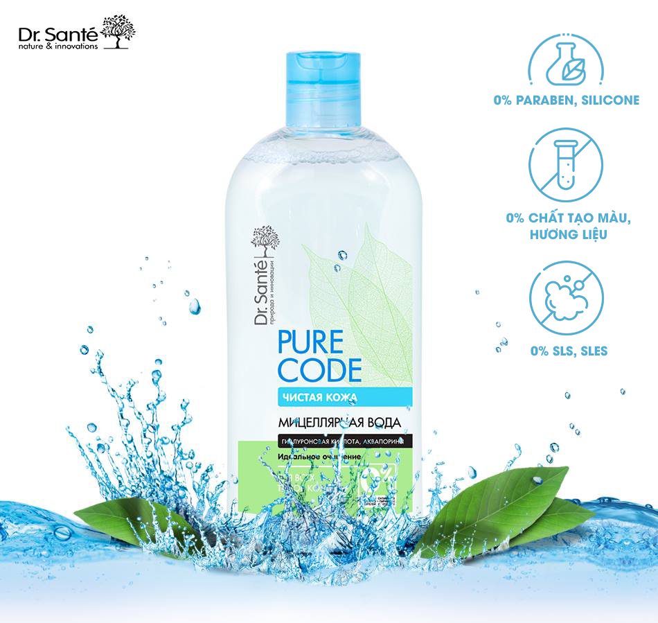 Nước tẩy trang micellar Dr.Sante Pure Cоde dành cho mọi loại da 500ml