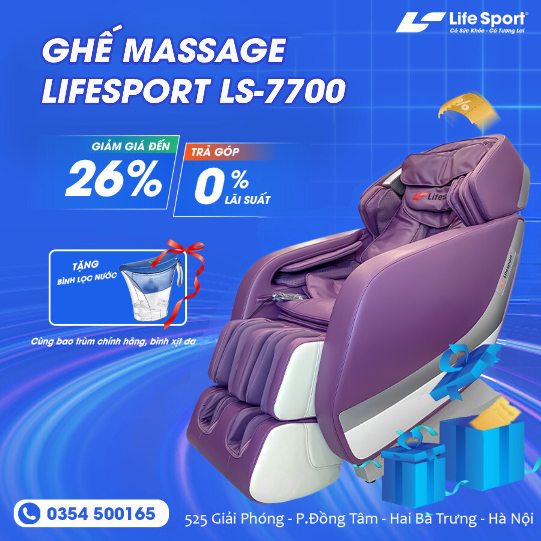 Ghế Massage LIFESPORT LS-7700 Chất Lượng Cao - Máy Massage Toàn Thân Tích Hợp Nhiệt - Quà Tặng Ý Nghĩa Cho Người Thân