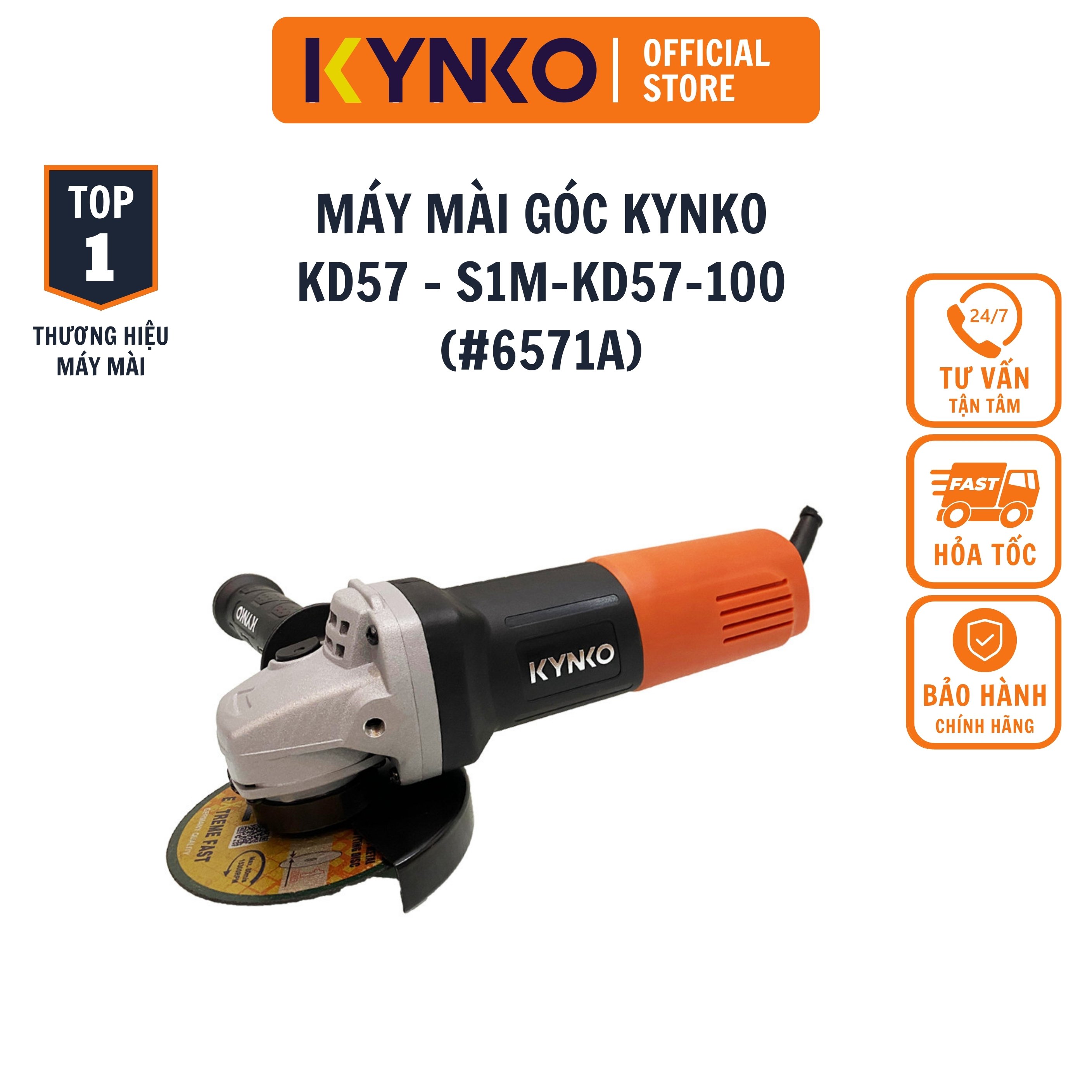 (TẶNG ĐÁ MÀI) Máy mài góc 1 tấc mài góc 100mm Kynko KD57 chính hãng (6571A)