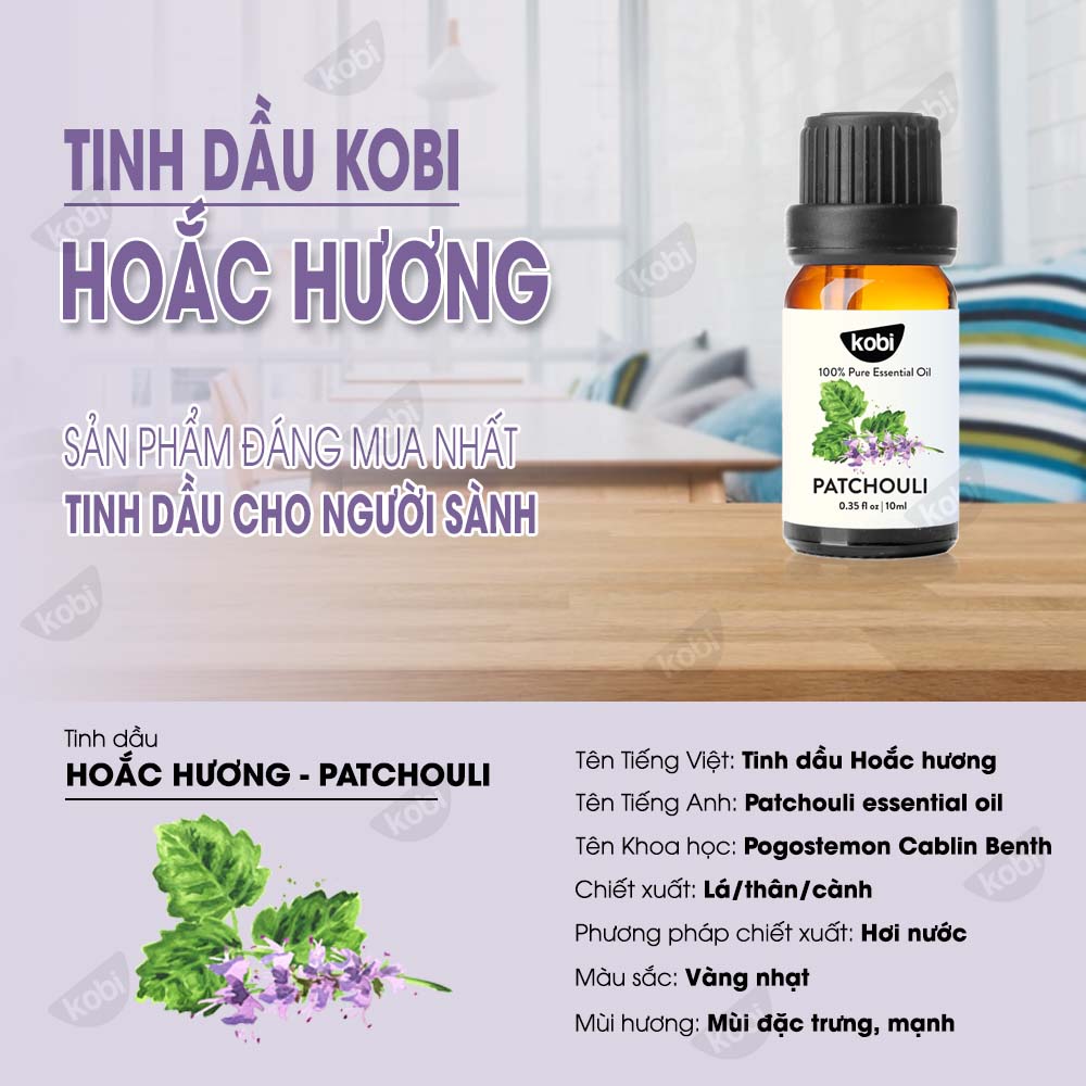 Tinh dầu Hoắc Hương Kobi Patchouli essential oil giúp tăng hưng phấn, khử trùng hiệu quả