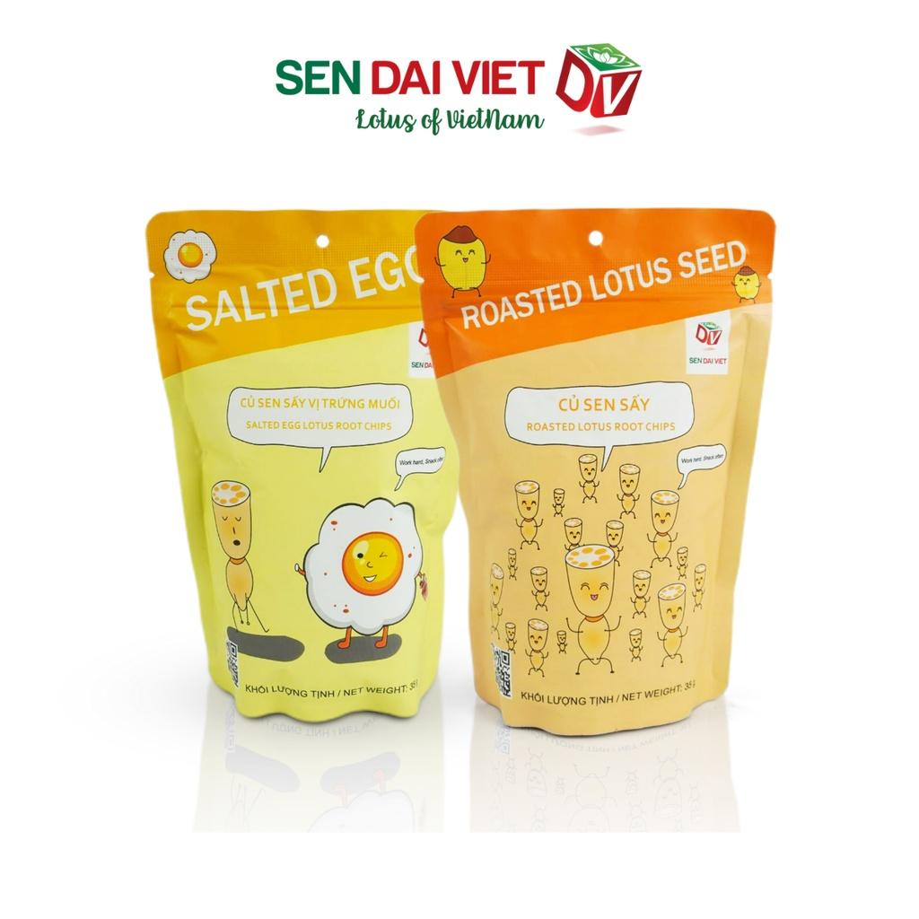 Củ Sen Sấy-Vị Nguyên vị, Trứng Muối, ĐV- Sen Đại Việt- 2 Gói- Gói 35g