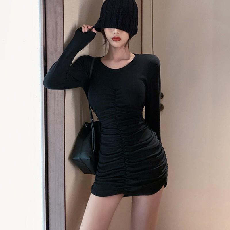Đầm Tay Dài Màu Trơn Thời Trang Cho Nữ