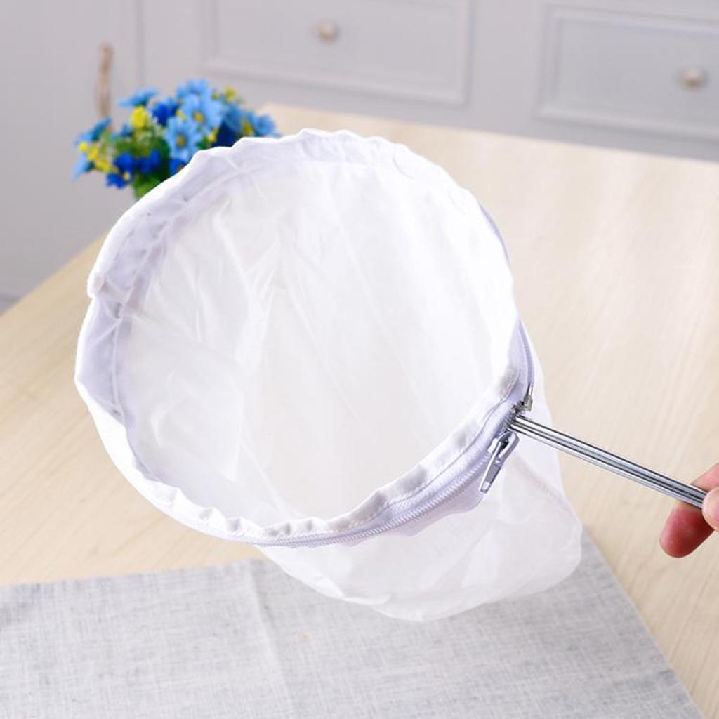 Stainless Steel Handle Coffee Tea Cloth Strainer Filter Sock Bag S
