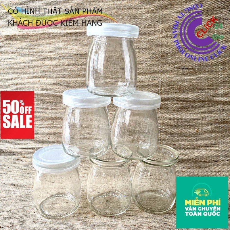 Set 12 Hủ/ Lọ Thủy Tinh 100ml Đựng Sữa Chua, Yaourt, Thạch, Thức Ăn Dặm Bé Nắp Nhựa Không Hôi - Hàng Cao Cấp