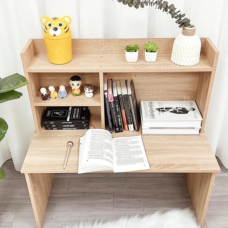 Bàn Làm Việc, Bàn Học Ngồi Bệt Vân Gỗ, Có Giá Sách Thông Minh, Tiện Lợi