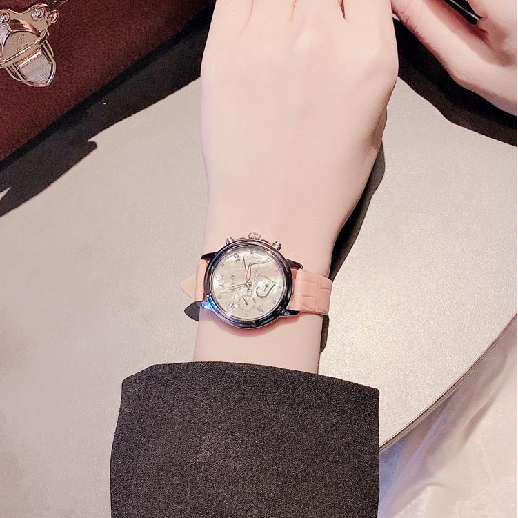 Đồng Hồ Nữ Chính Hãng Julius Cao Cấp Dây Da Chống Nước Kính Khoáng Mặt Tròn Đường Kính 35mm JA-844A