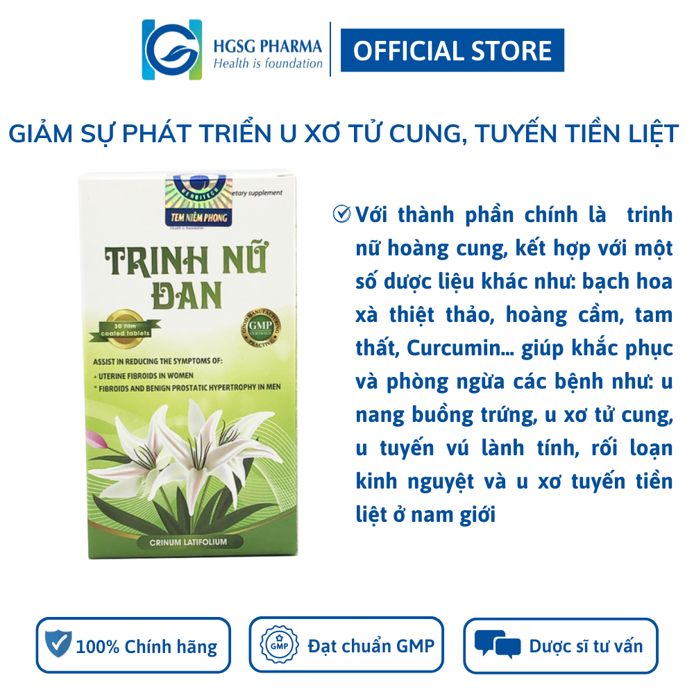 Viên uống giảm triệu chứng u xơ tử cung, u nang buồng trứng TRINH NỮ ĐAN